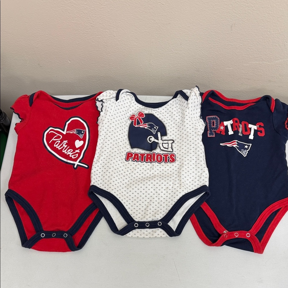 New England Patriots Baby Bodysuit Trio - Red White Navy